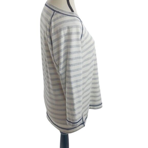Talbots T Shirt Blue White Striped Inside Out 3/4 Sleeve Casual Womens Size M - Picture 4 of 7